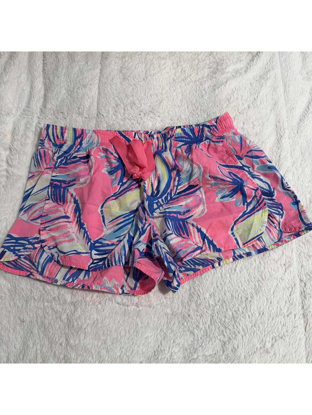 Lilly Pulitzer Pink Tropical Print Cotton Shorts Size Small